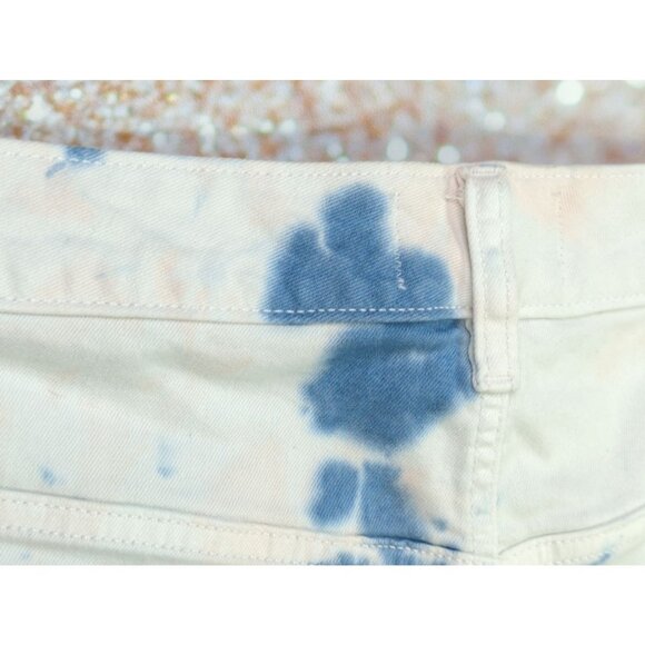 Lane Bryant Size 26 Womens Plus Tie Dye Boyfriend Midi Denim Shorts Blue White - Picture 2 of 8